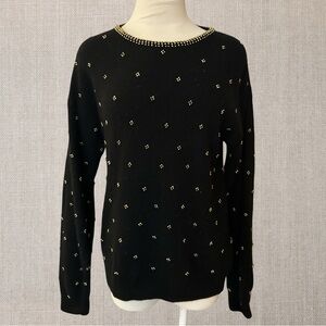 Vintage Woodward’s 90’s Black Sweater with Gold Pearl Accents